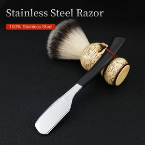 Nouveau couteau de coupe de sourcil d'aisselle de Bikini non pliable de lame de rasoir de rasage manuel d'acier inoxydable avec les barbiers de poignée droite - Product Image 6