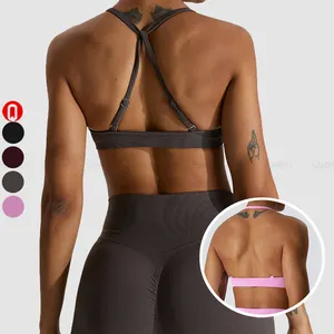 Groothandel Compressie Snel Droog Gewatteerde Sexy Gym Verstelbare Schouderbandjes Rugloze Crop Sport Bh Fitness Halter Nek Yoga Bh