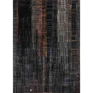 Alfombra Kavi Gris y Negra Anudada a Mano de Lana y Seda de Bambú con Patrón Abstracto Srb(701) para Uso Doméstico - Product Image 1