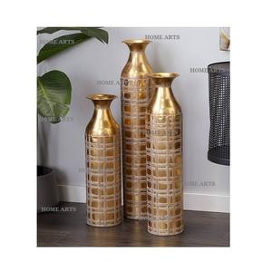 Juego de 3 Jarrones de Flores de Diseño en Color Dorado para Centros de Mesa de Boda, Jarrones de Flores de Diferentes Tamaños para Mesa Auxiliar, Más Vendidos - Product Image 1