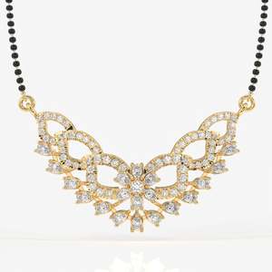 Mangalsutra pour femme en or 18 carats avec diamants Moissanite ronds et en forme de poire – Bijou élégant en or 18 carats - Product Image 1