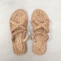 Nouvelles pantoufles marocaines pour femmes, sandales en paille pour la maison et l'hôtel, chaussures pour femmes et hommes, tongs en jacinthe d'eau