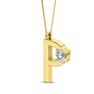 Colgante con Inicial Personalizada, Diamante Cultivado en Laboratorio VVS VS EF, Plata de Ley 925 con Acabado en Oro, Joyería Fina de Moda - Product Image 6