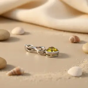 Pendentif en cristal en forme de cœur en argent 925 pour femmes, plaqué rhodium, charme religieux avec pierre précieuse jaune, bijoux en or, matériau principal - Product Image 2