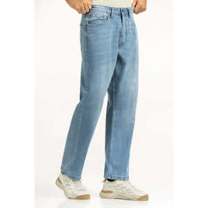 กางเกงยีนส์ขากว้างสไตล์วินเทจ MN-JNS-SS25-006บีเดนิมแต่งด้วยหินด้วยการปักและการซักสีในฤดูหนาว - Product Image 5