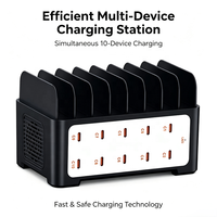 Nouvel article 2026 : Chargeur USB universel multi-ports 120W avec support, station de charge de bureau USB-C 10 ports pour la maison, le bureau et plus encore