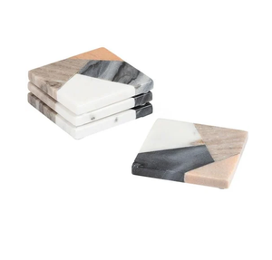 Posavasos de madera de mármol personalizado, posavasos de forma redonda para uso en mesa de inauguración de la casa, elegante soporte para tazas y bebidas - Product Image 3