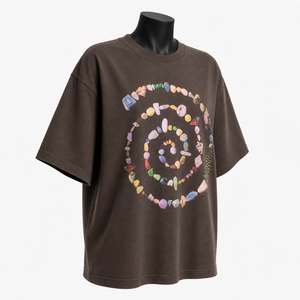 Camiseta Personalizada Extra Grande con Estampado Gráfico en Color Marrón Oscuro para Mujer, Camiseta Informal de Algodón para Usar en la Calle, Corte Holgado, OEM ODM - Product Image 3