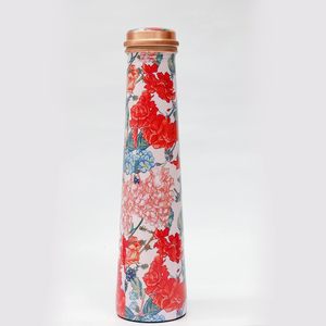 Botella de agua de cobre impresa Meena pura de alta calidad en diferentes estilos con embalaje Premium hecho en La India - Product Image 1