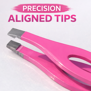 Pince à épiler professionnelle en acier inoxydable à pointe inclinée, manche ergonomique rose, outil de beauté pour l'épilation de précision - Product Image 3