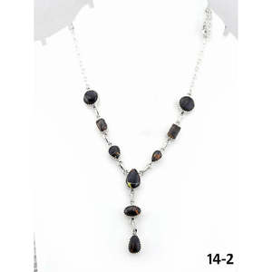 Collier religieux classique du Sud-Ouest, fait main, en argent sterling noir, avec perles d'agate et perles, motif goutte d'eau et ancre, cadeau religieux - Product Image 1