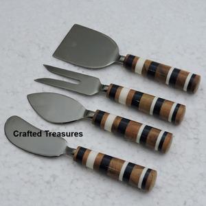 Juego de queso de alta calidad, superventas, juego de cuchillos de queso de Metal de calidad superior hechos a mano personalizados con mango de resina y madera, utensilios de cocina - Product Image 2