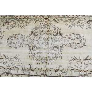 4.2x7.4 ft Vintage Rug, Turkish Area Rug, White <b>Brown</b> Camouflage Rug - Product Image 5