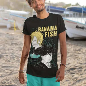 T-shirt Ash Lynx Eiji Okumura Banana Fish en jersey 100% coton compressé avec lavage enzymatique, motif logo uni, tailles 220g 300g - Product Image 2