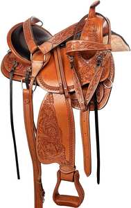 Selle occidentale en cuir véritable de haute qualité importée baril de course équestre pour l'équitation - Product Image 3