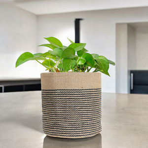 กระถางเชือกปอกระเจาทำด้วยมือขาไม้สำหรับตกแต่งบ้านและสวน - Product Image 6