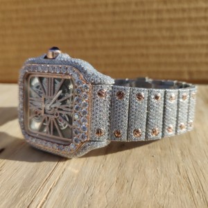 VVS Clarity Premium Lab Grown Diamond Fashion Watch 41mm Stainless Steel Quartz Movement <b>Glass</b> Dial Window Sport Formal - Product Image 6