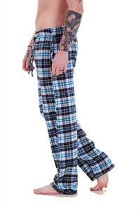 Pantalon de pyjama personnalisé en flanelle polyester/coton pour hommes, taille haute brossée, fermeture à cordon respirant, coupe régulière - Product Image 5