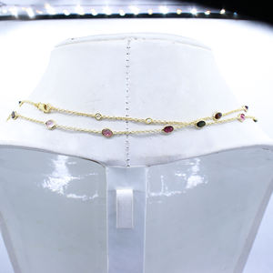 Multi turmalina joyería 925 Plata alta calidad corte ovalado turmalina Natural piedra preciosa Collar chapado en oro regalo para mujer - Product Image 4