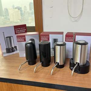 Aérateur à vin électrique rechargeable par USB 800 ml, portable, unité multifonction 6-en-1 avec lumière LED - Product Image 1