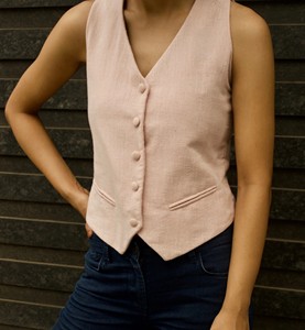 Chalecos y chaquetas para mujer, entallados, de mezclilla, acolchados, utilitarios, de piel sintética, con cierres de cremallera, cinturas ajustables, bolsillos - Product Image 3