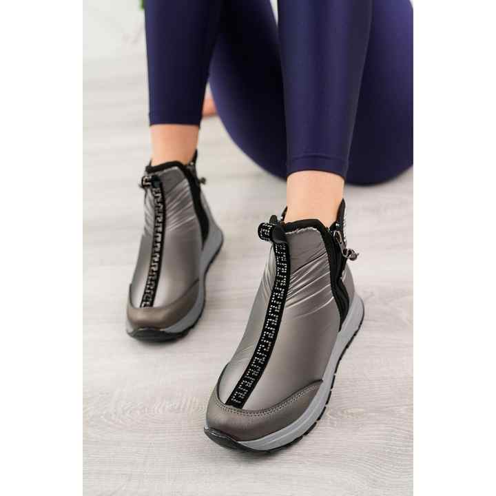 Suins Vanessa Diver Fabric Special Design Zippered Boots with Stone Accessories