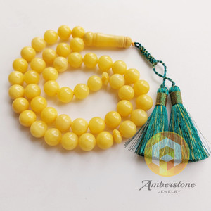 ลูกประคำอำพันบอลติกสีเหลืองนม 45 เม็ด ทรงกลม ขนาด 12 มม. อำพันอิสลาม มิสบาฮ์ - Product Image 2