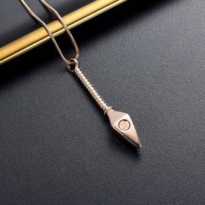 Pendentif en forme de lance en acier à la mode en or rose, collier pour urne de crémation moderne, urne commémorative souvenir taille personnalisée pour hommes et femmes - Product Image 5