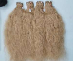 Premium Grade Platinum Blonde Raw Indian Temple Hair Straight Machine Extensión de trama doble a la venta por exportadores indios - Product Image 2