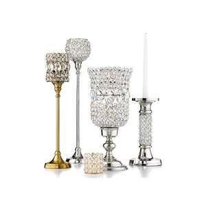 Pièce maîtresse de table de bougeoir de pilier haut en cristal argenté pour la maison et les lumières de mariage décoration bougeoir - Product Image 6