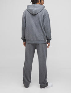 Venta al por mayor 100% de algodón polar de los hombres de gran tamaño con cordón chándal de peso medio impreso Acidwash pantalones de chándal con capucha de invierno Hip Hop 2 - Product Image 3