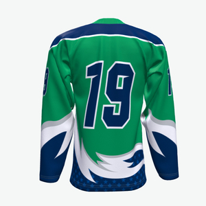 เสื้อกีฬาฮอกกี้น้ำแข็งโพลีเอสเตอร์ระบายอากาศได้ดีผ้าโพลีเอสเตอร์100% ออกแบบลายปัก3D แบคทีเรียออกแบบโลโก้ของคุณเอง - Product Image 4