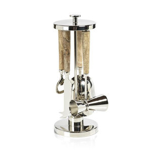 Ensemble de barware élégant en acier inoxydable poli miroir avec poignée en bois faite à la main, parfait pour les mariages et la vaisselle élégante - Product Image 5