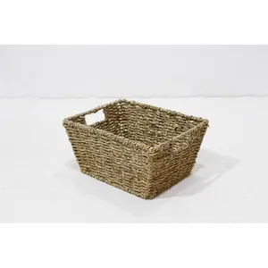 Vietnam Factory Rectangle Seagrass Basket With Handles Seagrass Basket Storage Multi-functional