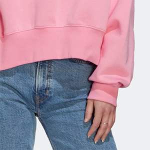 Sweat-shirt décontracté côtelé 70% coton 30% Polyester recyclé polaire poignets et ourlet côtelés sécurité rose court - Product Image 5