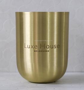 Pot à bougie en laiton doré avec logo personnalisé Récipient en laiton pur finition brillante pour la fabrication de bougies Bocaux votifs pour bougies parfumées - Product Image 5