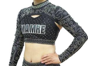 Venta al por mayor OEM logotipo personalizado impreso niñas porristas uniformes conjuntos de diamantes de imitación adorno Spandex/poliéster sujetador estilo para - Product Image 4