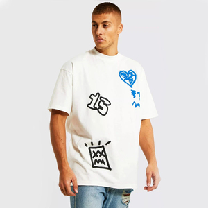 T-shirts pour hommes en coton peigné 100% avec impression en relief, vente chaude, fabrication sur mesure, légers et respirants - Product Image 1