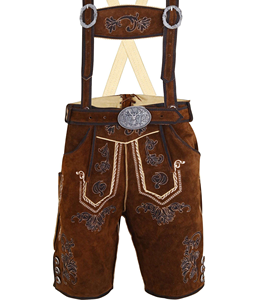 Pantalones de cuero Oktoberfest Outfit Auténtico alemán para hombre Lederhosen Bavarian Shorts Proveedor - Product Image 4