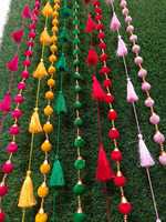 Set latar belakang 10-20-30-50-100 Pom & rumbai karangan bunga untuk Mehndi Haldi dan dekorasi pesta latar belakang pesta bertema Meksiko
