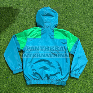 Conjunto de chaqueta con cremallera personalizada para correr para hombre, chándal cortavientos de nailon de lona con soporte, bordado de fabricante disponible - Product Image 5