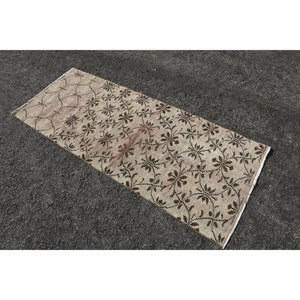 Vintage Turkish <b>Rug</b> Classic Beige Brown 2.6 X 6.5ft <b>Boho</b> Flat Weave Jute Carpet with Patchwork Pattern for Living Room - Product Image 3