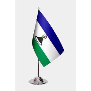 Drapeaux de bureau du Lesotho imprimés numériquement, drapeau mondial en nylon, soie, polyester, avec mât en aluminium pour l'automobile et les agences de voyage - Product Image 1