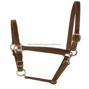 100% cuir véritable noir ou marron licol licou de course de chevaux en plein cob avec double boucle réglable en laiton robuste - Product Image 2