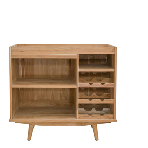 <b>Storage</b> Furniture Sophisticated Modern Style Bar <b>Cabinet</b> in Solid Teakwood Foldable for Dining Room Decoration - Product Image 1