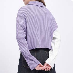 Pull en maille épaisse pour femme, tendance hivernale, épaules tombantes, col montant, couleur personnalisée, écologique, vintage, OEM - Product Image 4