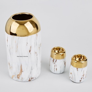 Elegante Florero de Metal en Acabado Dorado y Blanco para Decoración de Pisos de Hogar y Hotel, Florero Grande - Product Image 5