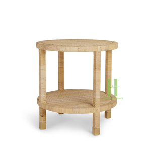 Mesa de centro de ratán rústico, mesa de té de ratán bohemio, mesa auxiliar de ratán tejida para decoración de habitación, personalizada en artesanía HNH - Product Image 2