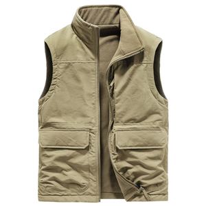 Gilet d'hiver pour homme en cuir véritable, fermeture éclair, imperméable, respirant, 5 poches, vêtement d'extérieur de haute qualité avec service OEM - Product Image 1