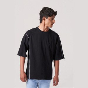 เสื้อยืดคอกลมเปิดไหล่100% สำหรับผู้ชายเสื้อยืดโอเวอร์ไซส์สำหรับผู้ชายทำจากผ้าฝ้าย - Product Image 1